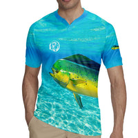 Mahi Mahi  Fishing Customize Name Rugby Jersey Underwater Blue Background in Tropical Ocean Scene - Wonder Print Shop