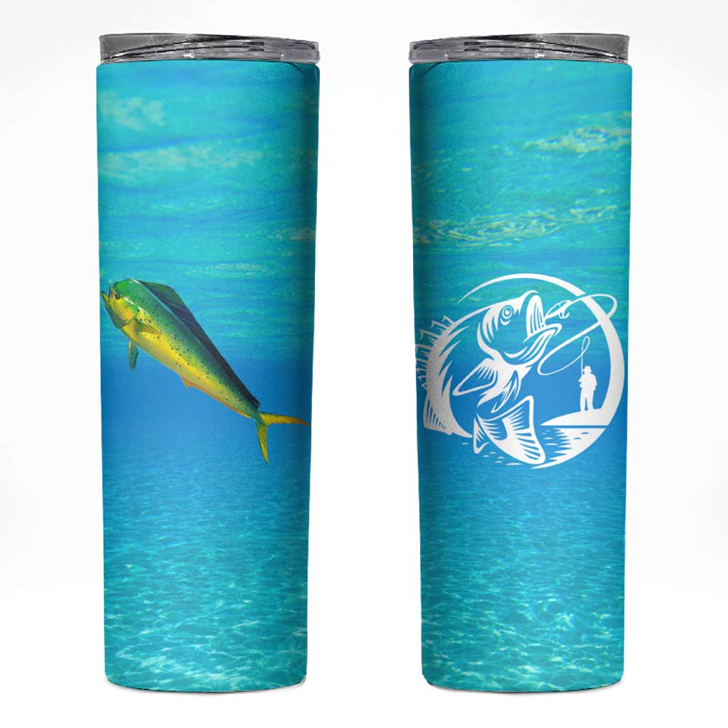 Mahi Mahi  Fishing Customize Name Skinny Tumbler Underwater Blue Background in Tropical Ocean Scene - Wonder Print Shop