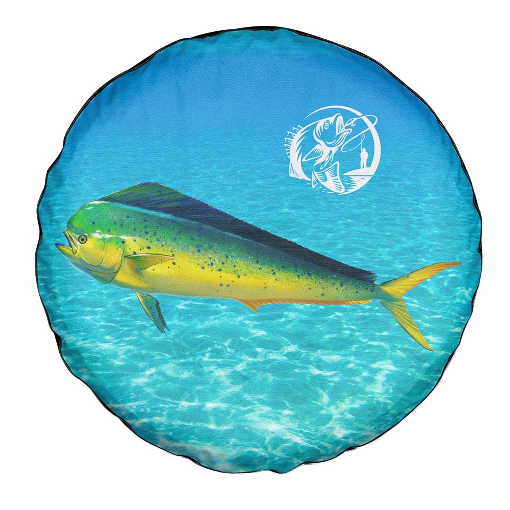 Mahi Mahi  Fishing Customize Name Spare Tire Cover Underwater Blue Background in Tropical Ocean Scene - Wonder Print Shop