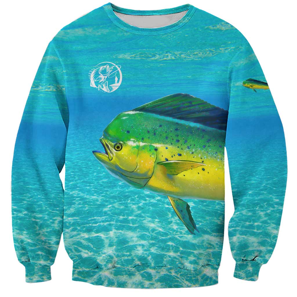 Mahi Mahi  Fishing Customize Name Sweatshirt Underwater Blue Background in Tropical Ocean Scene - Wonder Print Shop