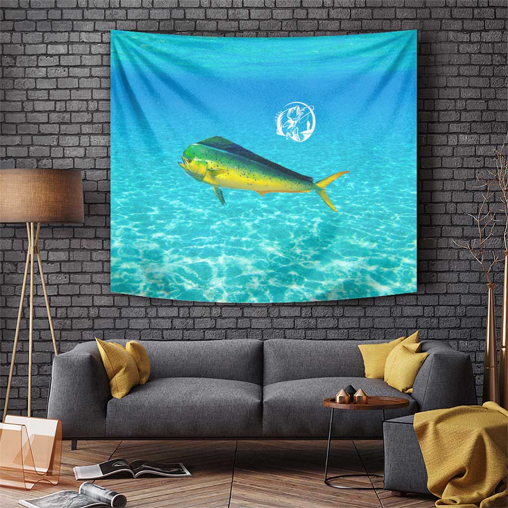 Mahi Mahi  Fishing Customize Name Tapestry Underwater Blue Background in Tropical Ocean Scene - Wonder Print Shop