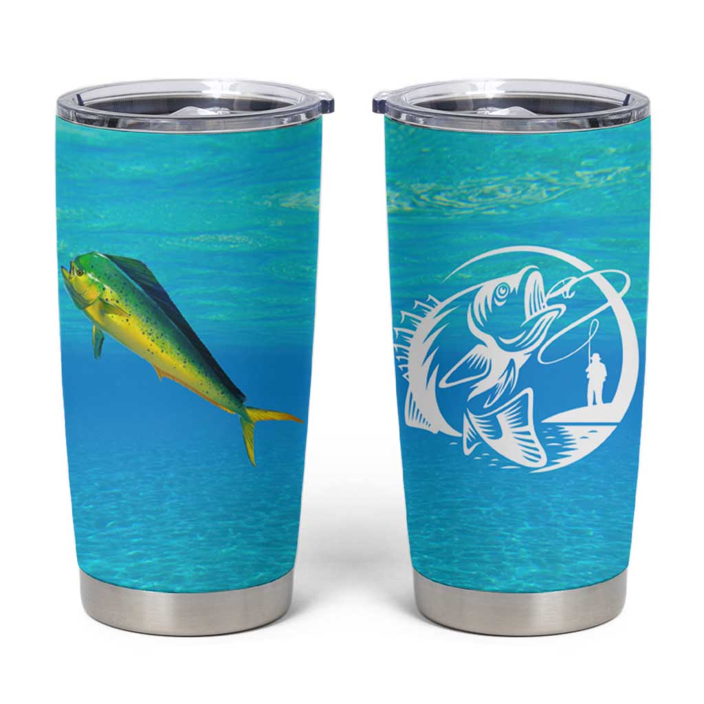 Mahi Mahi  Fishing Customize Name Tumbler Cup Underwater Blue Background in Tropical Ocean Scene - Wonder Print Shop