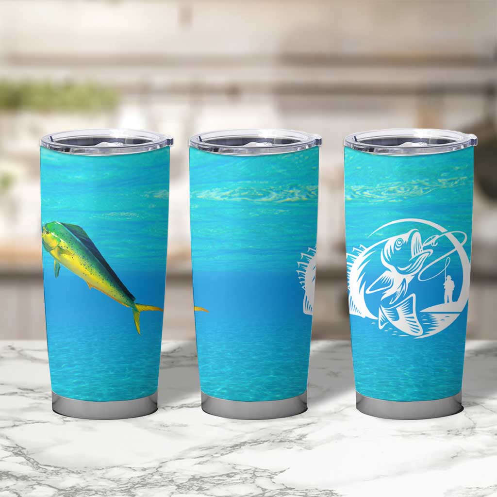 Mahi Mahi  Fishing Customize Name Tumbler Cup Underwater Blue Background in Tropical Ocean Scene - Wonder Print Shop