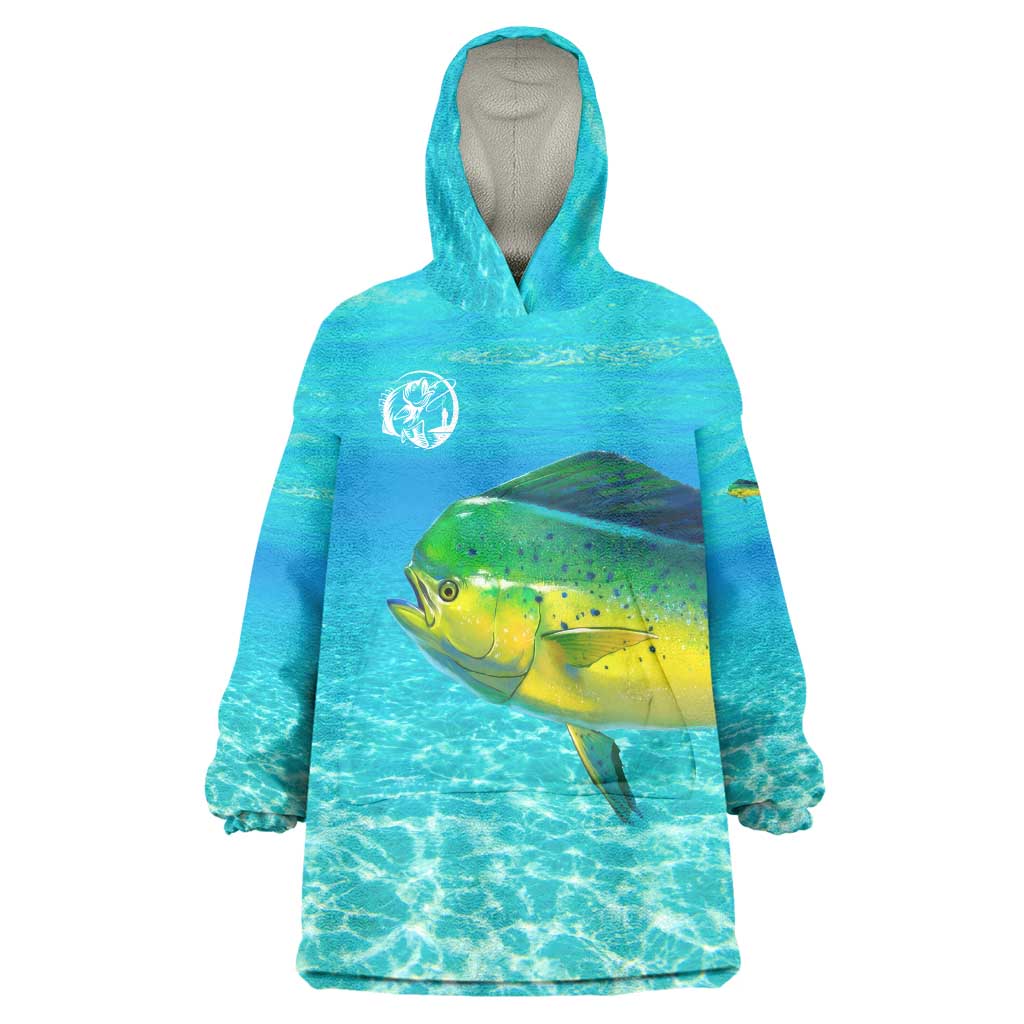 Mahi Mahi  Fishing Customize Name Wearable Blanket Hoodie Underwater Blue Background in Tropical Ocean Scene - Wonder Print Shop