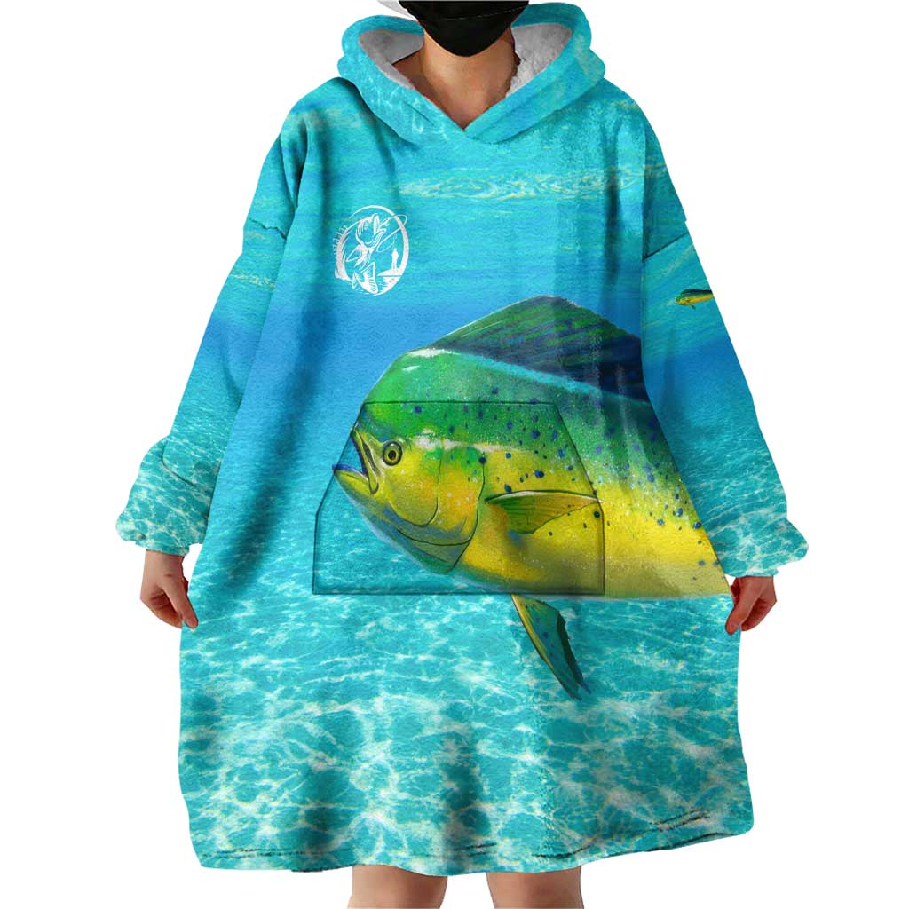 Mahi Mahi  Fishing Customize Name Wearable Blanket Hoodie Underwater Blue Background in Tropical Ocean Scene - Wonder Print Shop