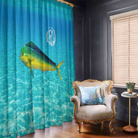 Mahi Mahi  Fishing Customize Name Window Curtain Underwater Blue Background in Tropical Ocean Scene - Wonder Print Shop