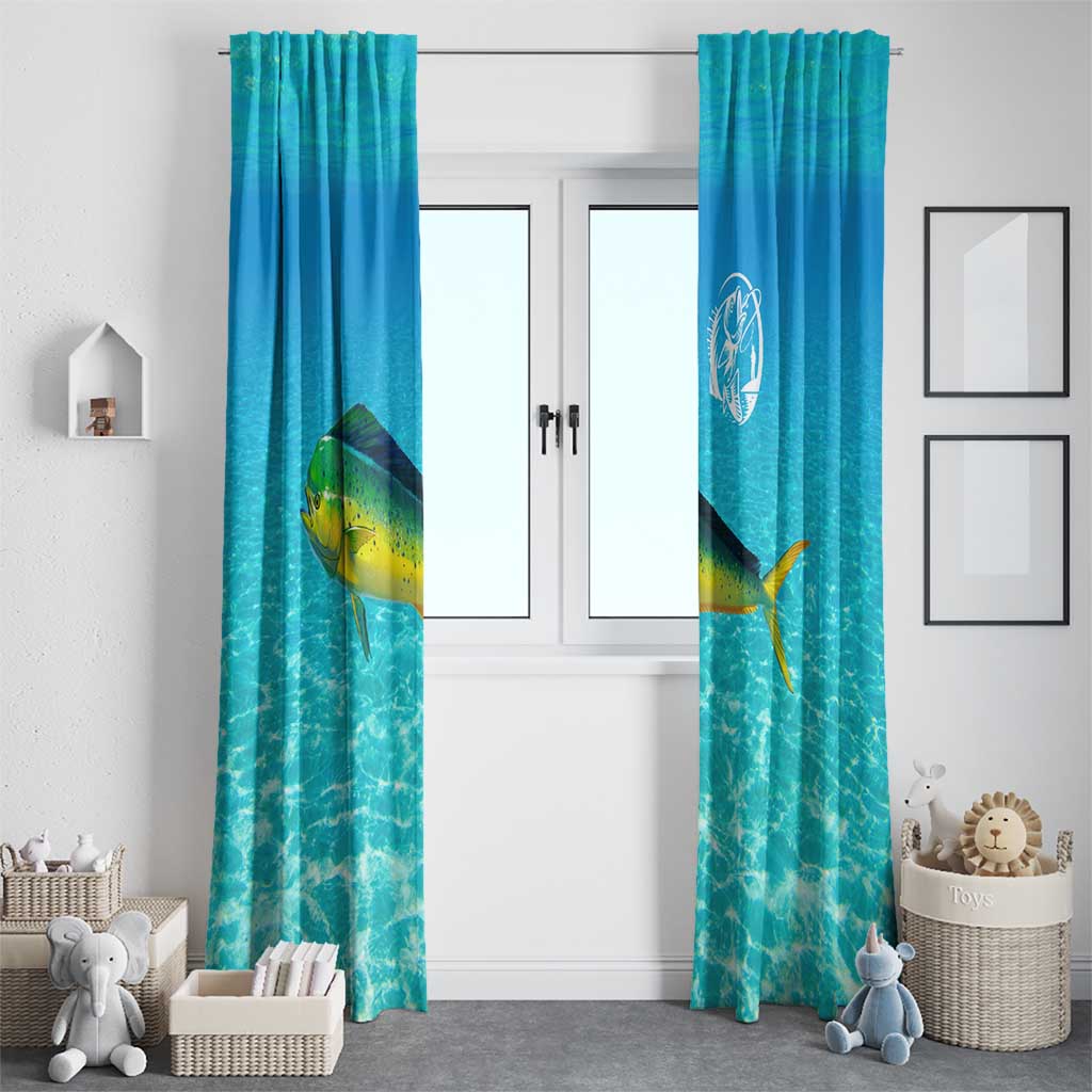 Mahi Mahi  Fishing Customize Name Window Curtain Underwater Blue Background in Tropical Ocean Scene - Wonder Print Shop