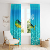 Mahi Mahi  Fishing Customize Name Window Curtain Underwater Blue Background in Tropical Ocean Scene - Wonder Print Shop