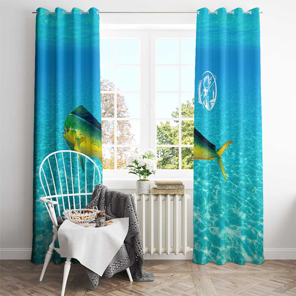 Mahi Mahi  Fishing Customize Name Window Curtain Underwater Blue Background in Tropical Ocean Scene - Wonder Print Shop