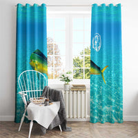 Mahi Mahi  Fishing Customize Name Window Curtain Underwater Blue Background in Tropical Ocean Scene - Wonder Print Shop
