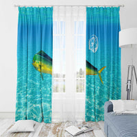 Mahi Mahi  Fishing Customize Name Window Curtain Underwater Blue Background in Tropical Ocean Scene - Wonder Print Shop