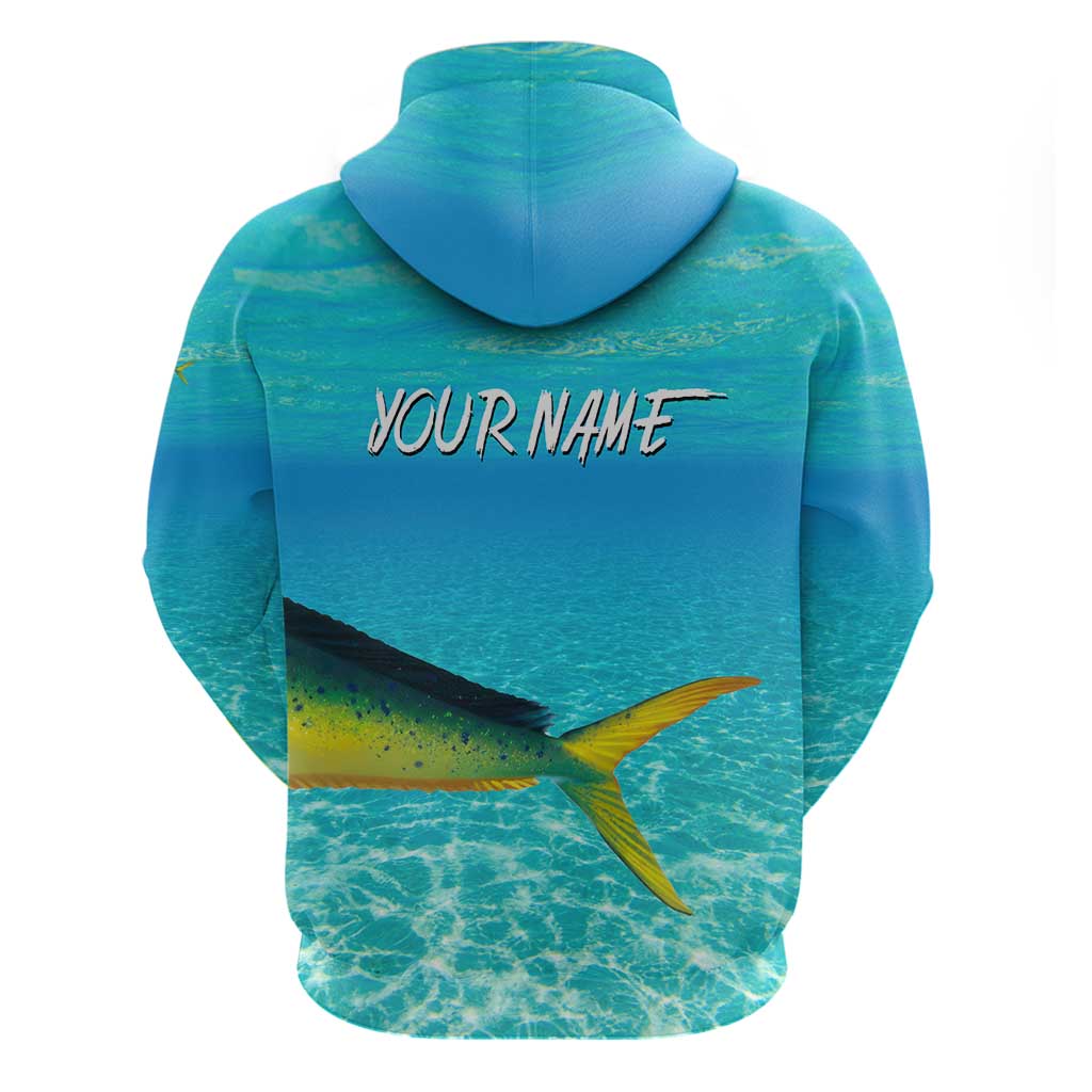 Mahi Mahi  Fishing Customize Name Zip Hoodie Underwater Blue Background in Tropical Ocean Scene - Wonder Print Shop