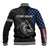 Walleye Fishing Skeleton Personalized Baseball Jacket Grunge American Flag and Realistic Fish Graphic - Wonder Print Shop