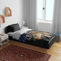 Walleye Fishing Skeleton Personalized Bedding Set Grunge American Flag and Realistic Fish Graphic - Wonder Print Shop