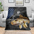 Walleye Fishing Skeleton Personalized Blanket Grunge American Flag and Realistic Fish Graphic - Wonder Print Shop