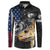 Walleye Fishing Skeleton Personalized Button Sweatshirt Grunge American Flag and Realistic Fish Graphic - Wonder Print Shop