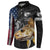 Walleye Fishing Skeleton Personalized Button Sweatshirt Grunge American Flag and Realistic Fish Graphic - Wonder Print Shop