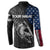 Walleye Fishing Skeleton Personalized Button Sweatshirt Grunge American Flag and Realistic Fish Graphic - Wonder Print Shop