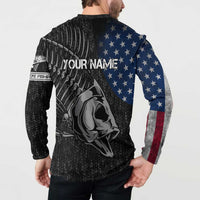 Walleye Fishing Skeleton Personalized Button Sweatshirt Grunge American Flag and Realistic Fish Graphic - Wonder Print Shop