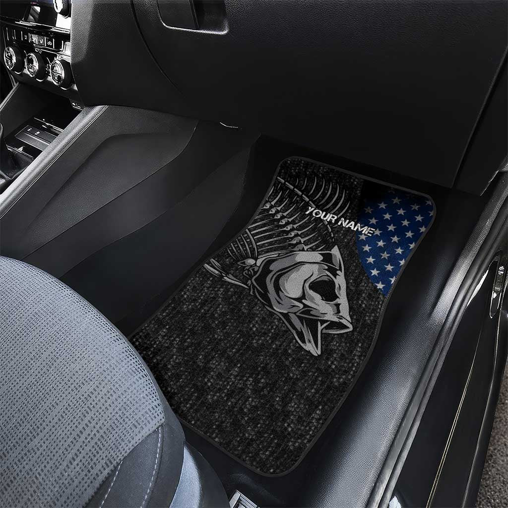 Walleye Fishing Skeleton Personalized Car Mats Grunge American Flag and Realistic Fish Graphic - Wonder Print Shop