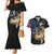Walleye Fishing Skeleton Personalized Couples Matching Mermaid Dress and Hawaiian Shirt Grunge American Flag and Realistic Fish Graphic - Wonder Print Shop