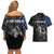 Walleye Fishing Skeleton Personalized Couples Matching Off Shoulder Short Dress and Hawaiian Shirt Grunge American Flag and Realistic Fish Graphic - Wonder Print Shop
