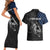 Walleye Fishing Skeleton Personalized Couples Matching Short Sleeve Bodycon Dress and Hawaiian Shirt Grunge American Flag and Realistic Fish Graphic - Wonder Print Shop