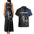 Walleye Fishing Skeleton Personalized Couples Matching Tank Maxi Dress and Hawaiian Shirt Grunge American Flag and Realistic Fish Graphic - Wonder Print Shop
