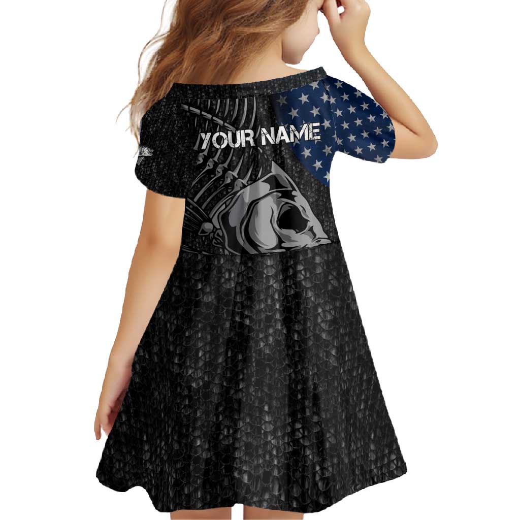Walleye Fishing Skeleton Personalized Family Matching Long Sleeve Bodycon Dress and Hawaiian Shirt Grunge American Flag and Realistic Fish Graphic - Wonder Print Shop