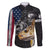 Walleye Fishing Skeleton Personalized Family Matching Long Sleeve Bodycon Dress and Hawaiian Shirt Grunge American Flag and Realistic Fish Graphic - Wonder Print Shop