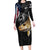 Walleye Fishing Skeleton Personalized Family Matching Long Sleeve Bodycon Dress and Hawaiian Shirt Grunge American Flag and Realistic Fish Graphic - Wonder Print Shop