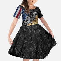 Walleye Fishing Skeleton Personalized Family Matching Mermaid Dress and Hawaiian Shirt Grunge American Flag and Realistic Fish Graphic - Wonder Print Shop