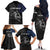 Walleye Fishing Skeleton Personalized Family Matching Off The Shoulder Long Sleeve Dress and Hawaiian Shirt Grunge American Flag and Realistic Fish Graphic - Wonder Print Shop