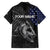 Walleye Fishing Skeleton Personalized Family Matching Off The Shoulder Long Sleeve Dress and Hawaiian Shirt Grunge American Flag and Realistic Fish Graphic - Wonder Print Shop