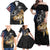Walleye Fishing Skeleton Personalized Family Matching Off Shoulder Maxi Dress and Hawaiian Shirt Grunge American Flag and Realistic Fish Graphic - Wonder Print Shop