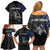 Walleye Fishing Skeleton Personalized Family Matching Off Shoulder Short Dress and Hawaiian Shirt Grunge American Flag and Realistic Fish Graphic - Wonder Print Shop