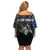 Walleye Fishing Skeleton Personalized Family Matching Off Shoulder Short Dress and Hawaiian Shirt Grunge American Flag and Realistic Fish Graphic - Wonder Print Shop