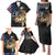 Walleye Fishing Skeleton Personalized Family Matching Puletasi and Hawaiian Shirt Grunge American Flag and Realistic Fish Graphic - Wonder Print Shop