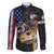 Walleye Fishing Skeleton Personalized Family Matching Puletasi and Hawaiian Shirt Grunge American Flag and Realistic Fish Graphic - Wonder Print Shop