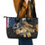 Walleye Fishing Skeleton Personalized Leather Tote Bag Grunge American Flag and Realistic Fish Graphic - Wonder Print Shop