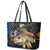 Walleye Fishing Skeleton Personalized Leather Tote Bag Grunge American Flag and Realistic Fish Graphic - Wonder Print Shop