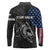 Walleye Fishing Skeleton Personalized Long Sleeve Polo Shirt Grunge American Flag and Realistic Fish Graphic - Wonder Print Shop