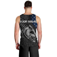 Walleye Fishing Skeleton Personalized Men Tank Top Grunge American Flag and Realistic Fish Graphic - Wonder Print Shop