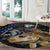 Walleye Fishing Skeleton Personalized Round Carpet Grunge American Flag and Realistic Fish Graphic - Wonder Print Shop