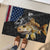 Walleye Fishing Skeleton Personalized Rubber Doormat Grunge American Flag and Realistic Fish Graphic - Wonder Print Shop
