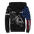 Walleye Fishing Skeleton Personalized Sherpa Hoodie Grunge American Flag and Realistic Fish Graphic - Wonder Print Shop