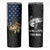 Walleye Fishing Skeleton Personalized Skinny Tumbler Grunge American Flag and Realistic Fish Graphic - Wonder Print Shop