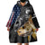 Walleye Fishing Skeleton Personalized Wearable Blanket Hoodie Grunge American Flag and Realistic Fish Graphic - Wonder Print Shop