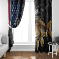 Walleye Fishing Skeleton Personalized Window Curtain Grunge American Flag and Realistic Fish Graphic - Wonder Print Shop