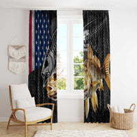 Walleye Fishing Skeleton Personalized Window Curtain Grunge American Flag and Realistic Fish Graphic - Wonder Print Shop